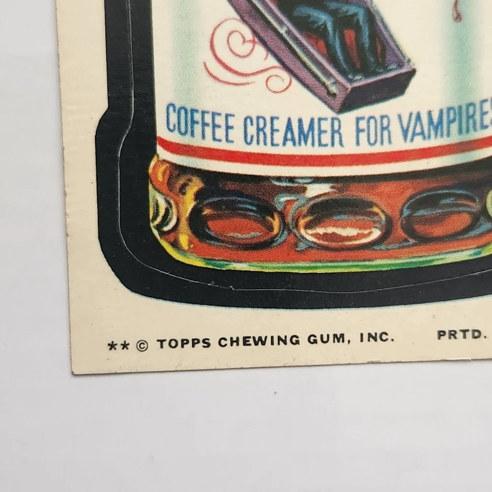 🧛RARE Tan Back Vintage 1973 Wacky Packages - Coffin-mate Sticker (Topps) 🧛‍♂️☕